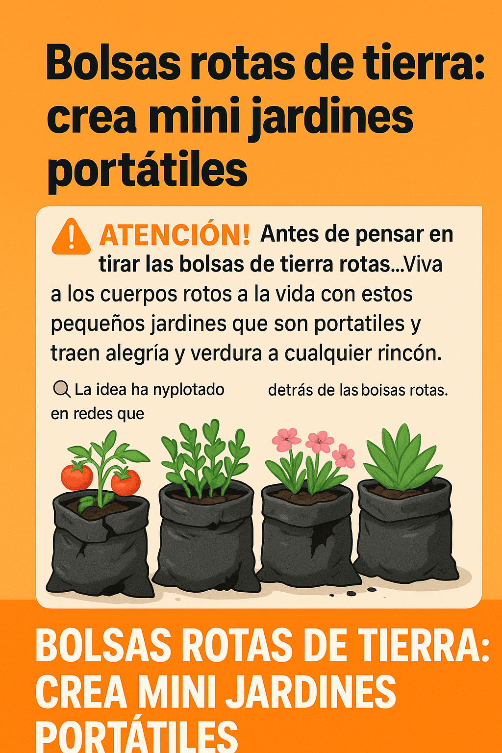 Bolsas rotas de tierra: crea mini jardines port&aacute;tiles