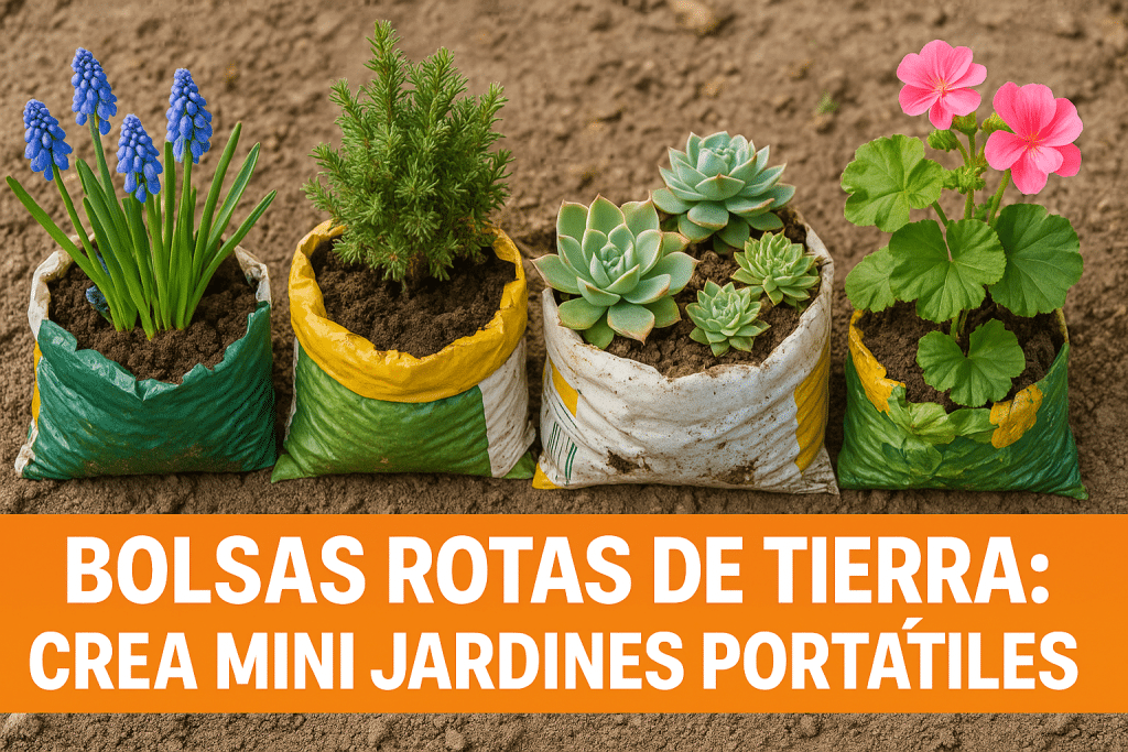 Bolsas rotas de tierra: crea mini jardines portátiles