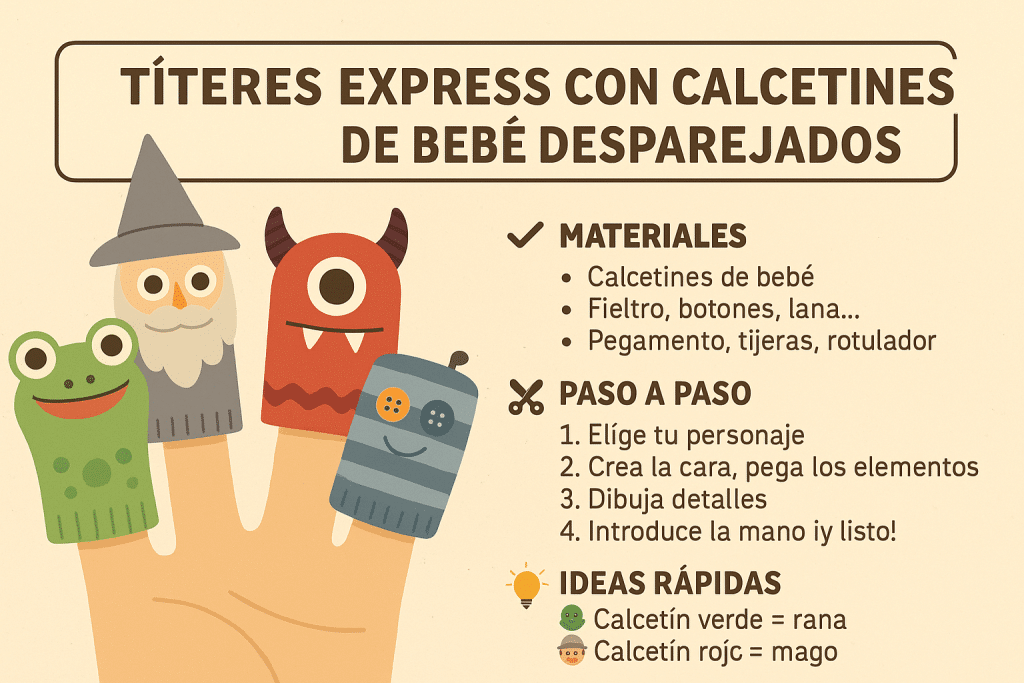 Calcetines de bebé desparejados: títeres express