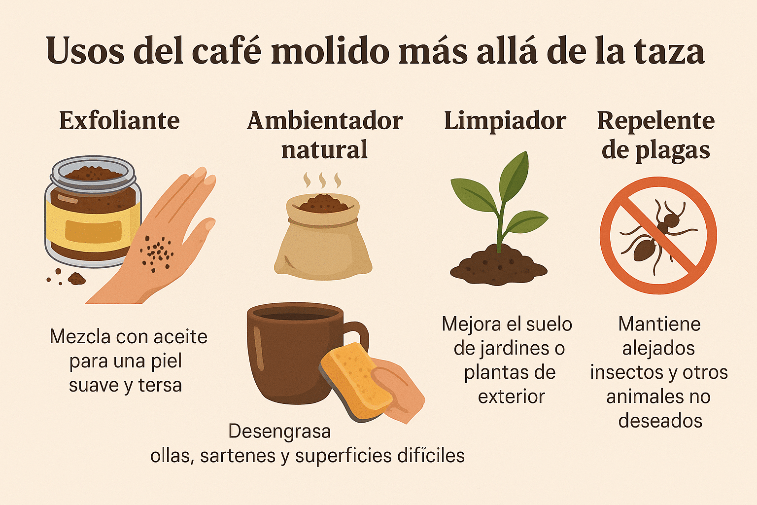 🟤 Usos del café molido más allá de la taza ☕